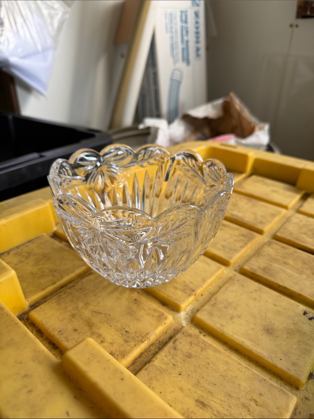 Vintage Cut Crystal Scalloped Glass Dish - Clear